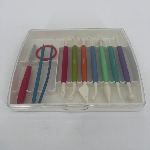 Wilton 10 Piece Fondant & Gum Paste Tool Set w/ Case Cake Decorating Sculpting - Picture 9 of 9